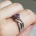 New 925 Silver Heart Shaped Amethyst Diamond Ring for Women