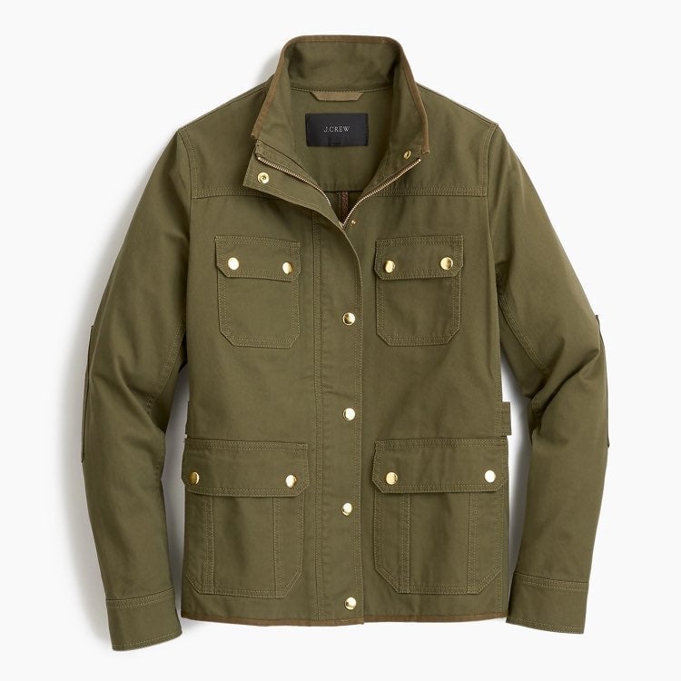 J. Crew Uncoated Downtown Field Jacket Army Green Utility Women's Sz Large