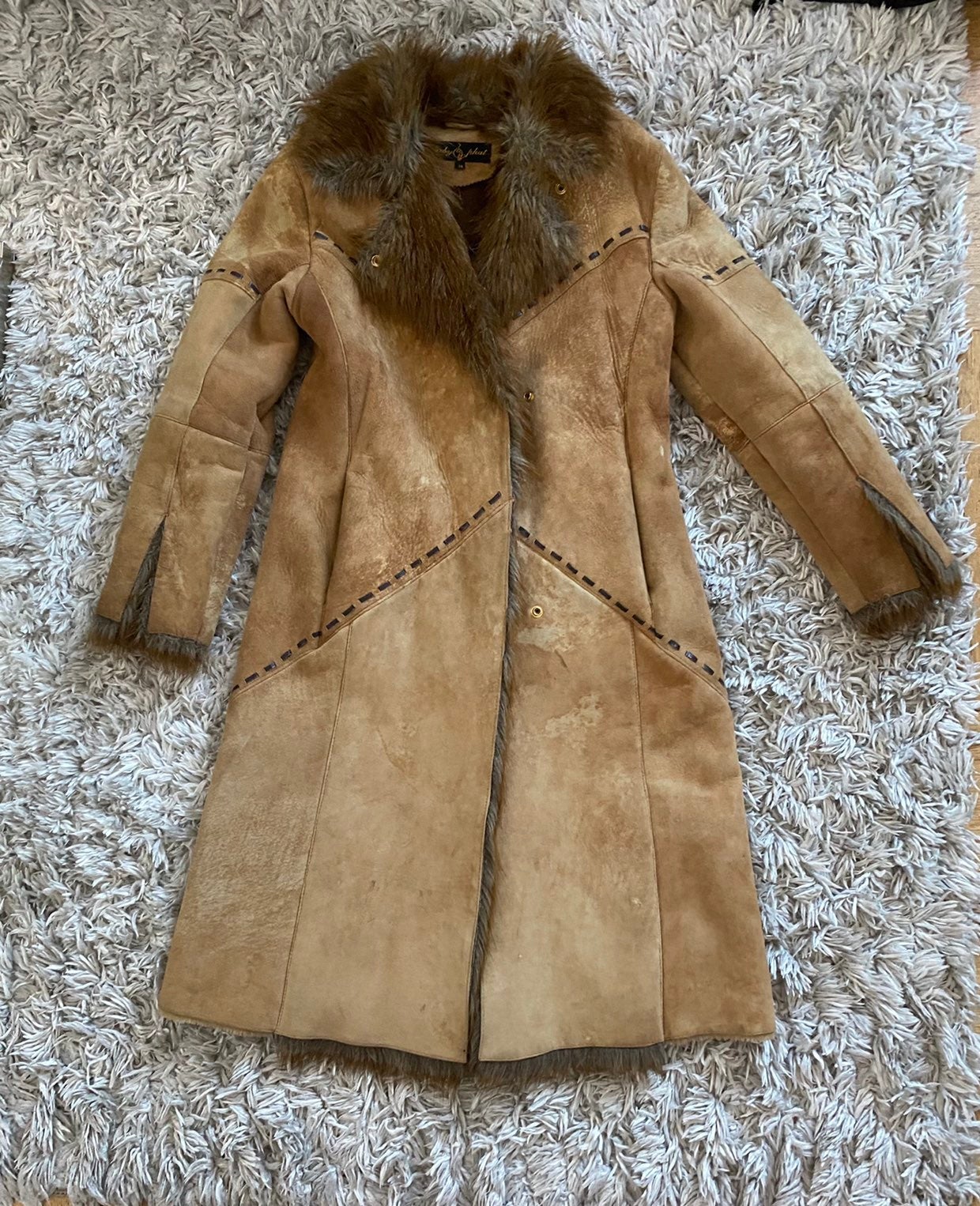 Leather long coat