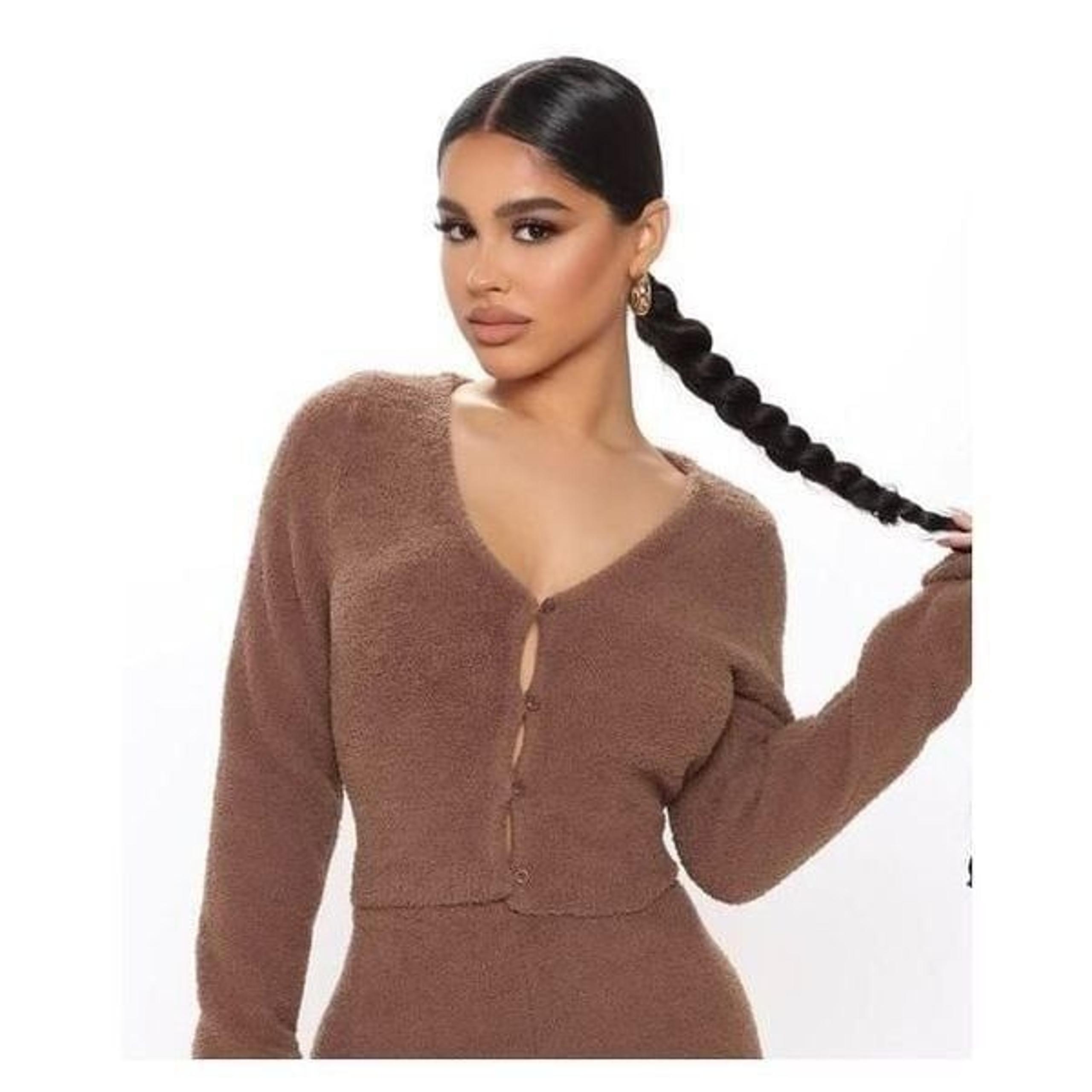 Fashion Nova Mocha Fuzzy Sweater Cardigan NWT