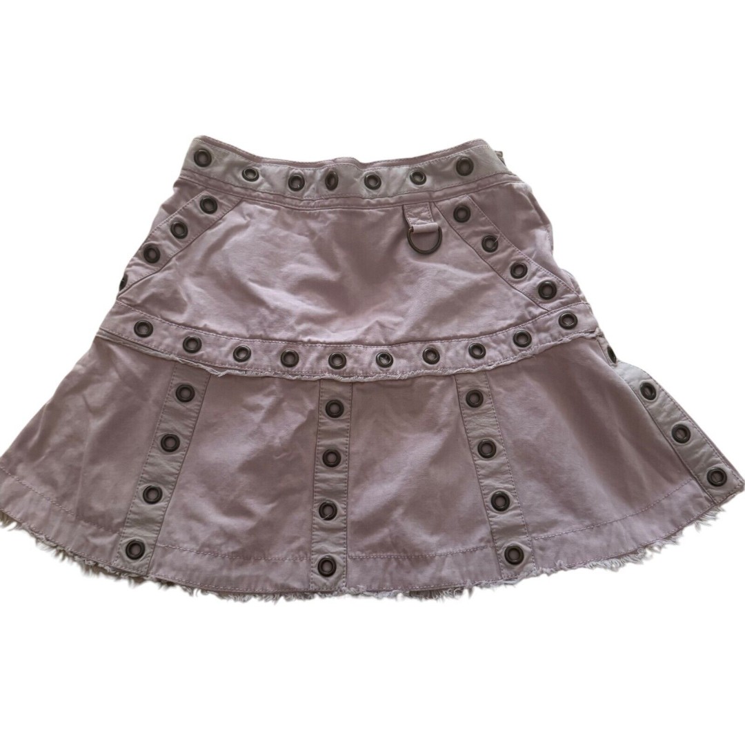 Marc Jacobs Mini Skirt Y2K Retro Utility Cargo A Line Raw Hem Pink 2 bv