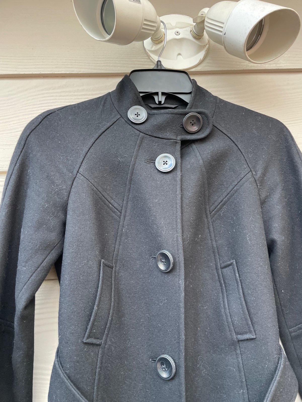 Armani Exchange Womens XS Coat Black Wool Blend Belted