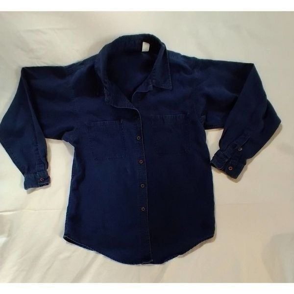 WOMENS VINTAGE SMALL PATAGONIA HEMP LONG SLEEVE SHIRT DENIM CHAMBRAY