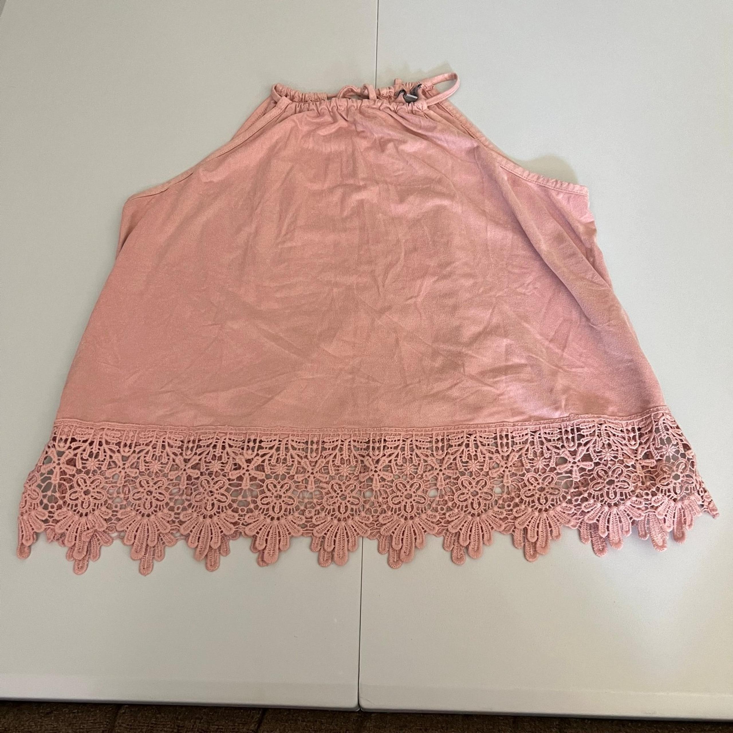 Charlotte Russe Tank Top Size S Y2k Women’s Lace Pink Soft Tie Pastel Shirt