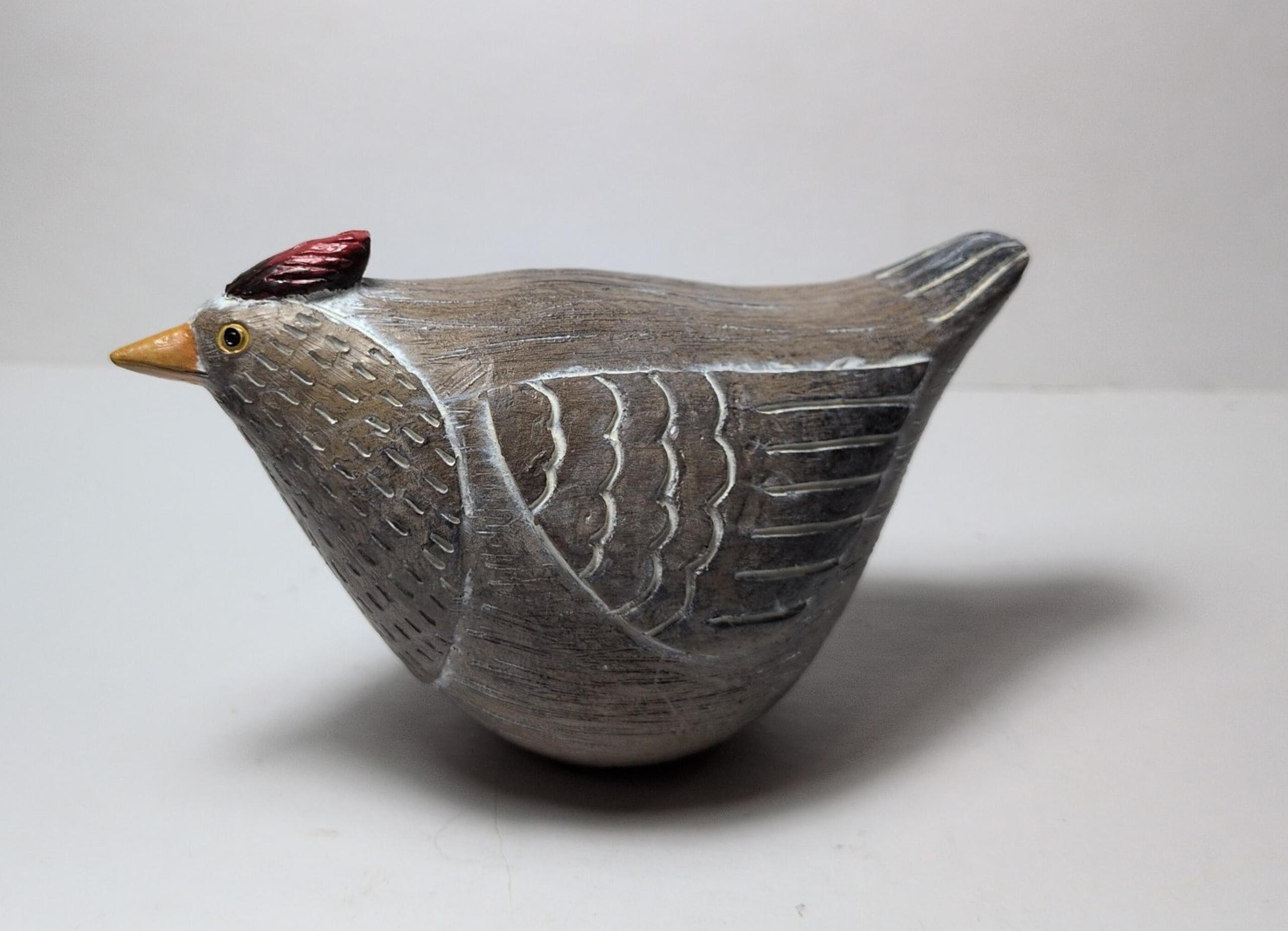 Rustic Folk Art Melrose Chicken Shelf Sitter Wood Grain Design Resin Figurine