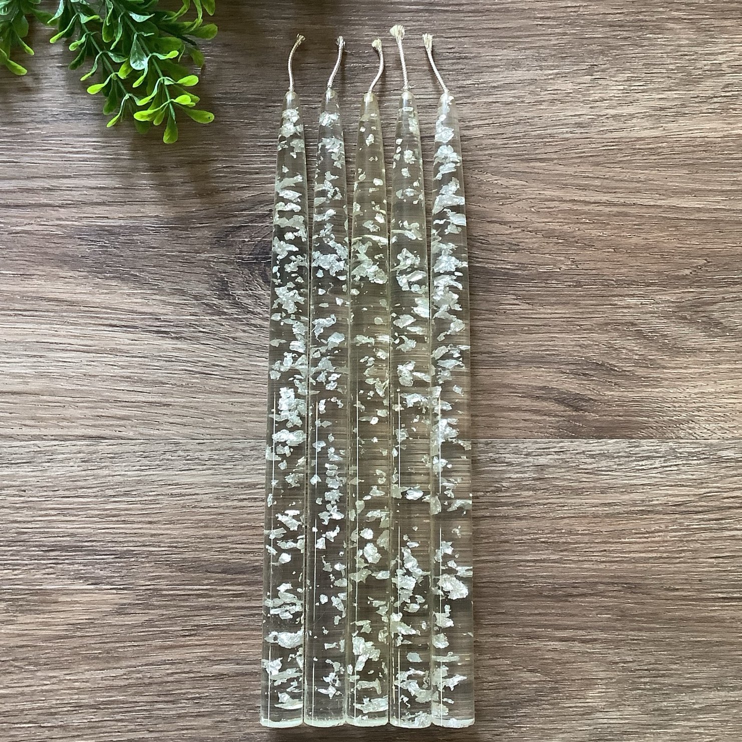 Set of 5 Vintage Silver Lucite Candles