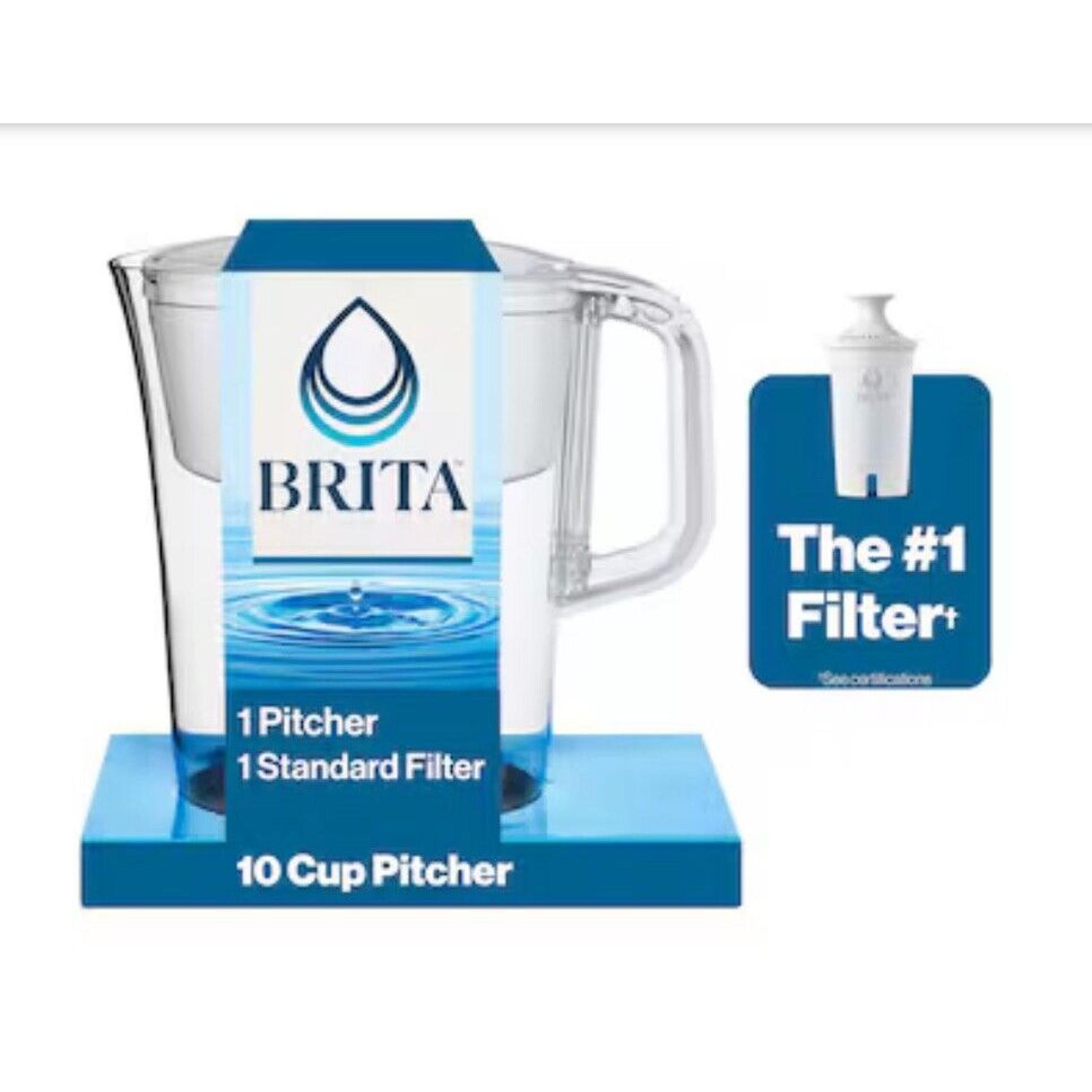 NEW Brita Large 10 Cup Water Filter Pitcher w/ 1 Standard Filter - White