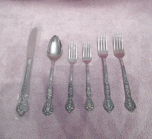 60s Vtg VERSAILLES Stainless Steel FLATWARE 6 Piece MSI Japan FORK Spoon KNIFE