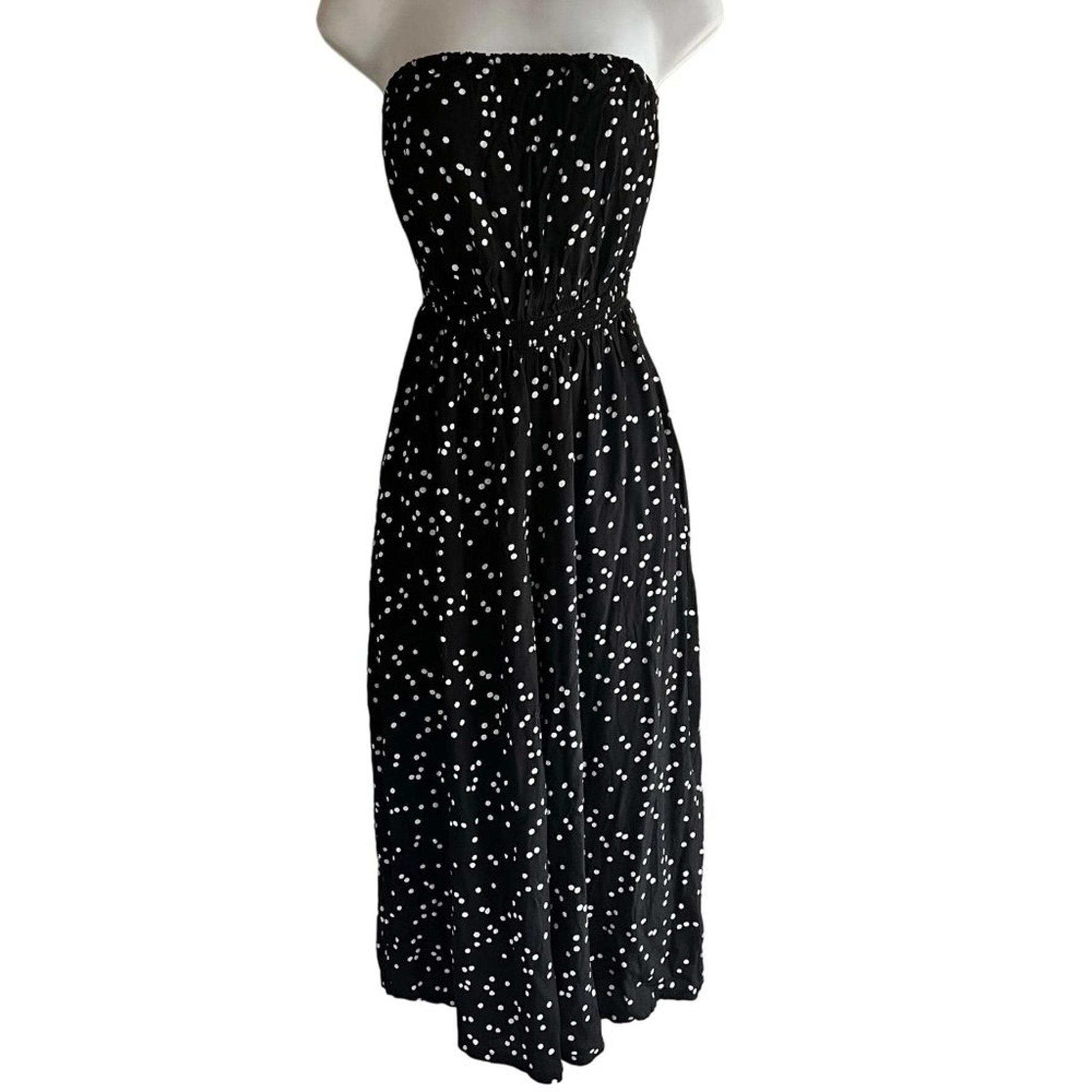 Silence + Noise black and white polka dot strapless capri romper jumpsuit Small