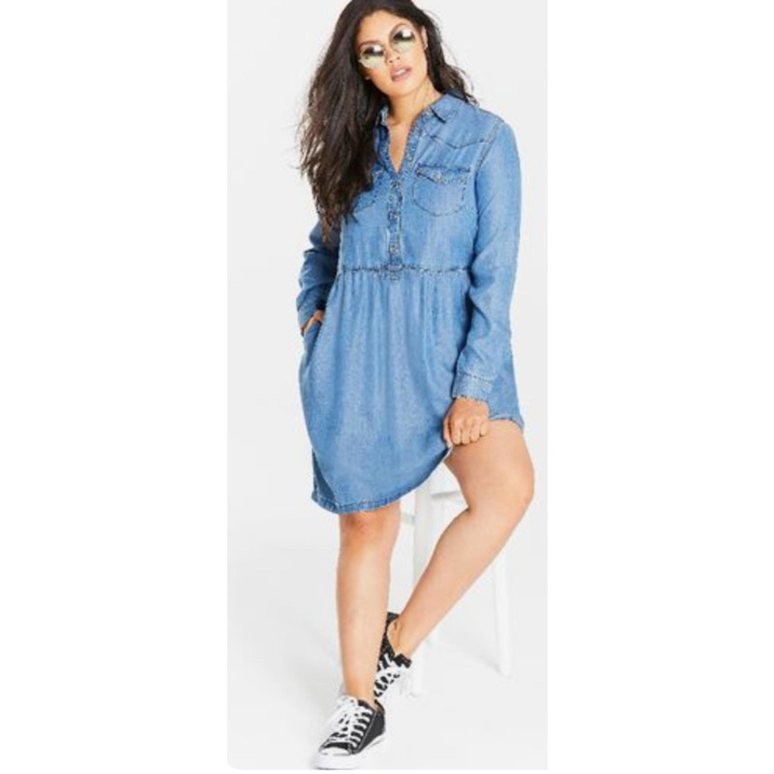 American eagle womens denim mini dress xxs jeans medium wash western button up