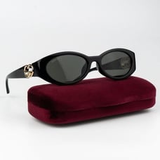 NEW Gucci GG1662SA 001 Black Grey Oval Women Sunglasses