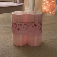 Pair of Light Pink Pillar Candles with Glitter - NWT
