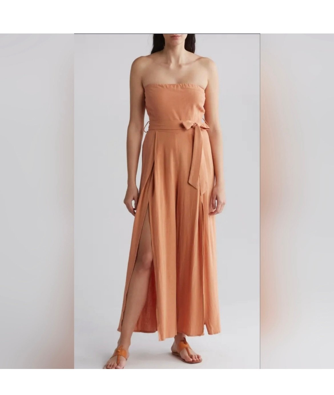 NWT Olia Collection Nadia Strapless Jumpsuit -Clay- L