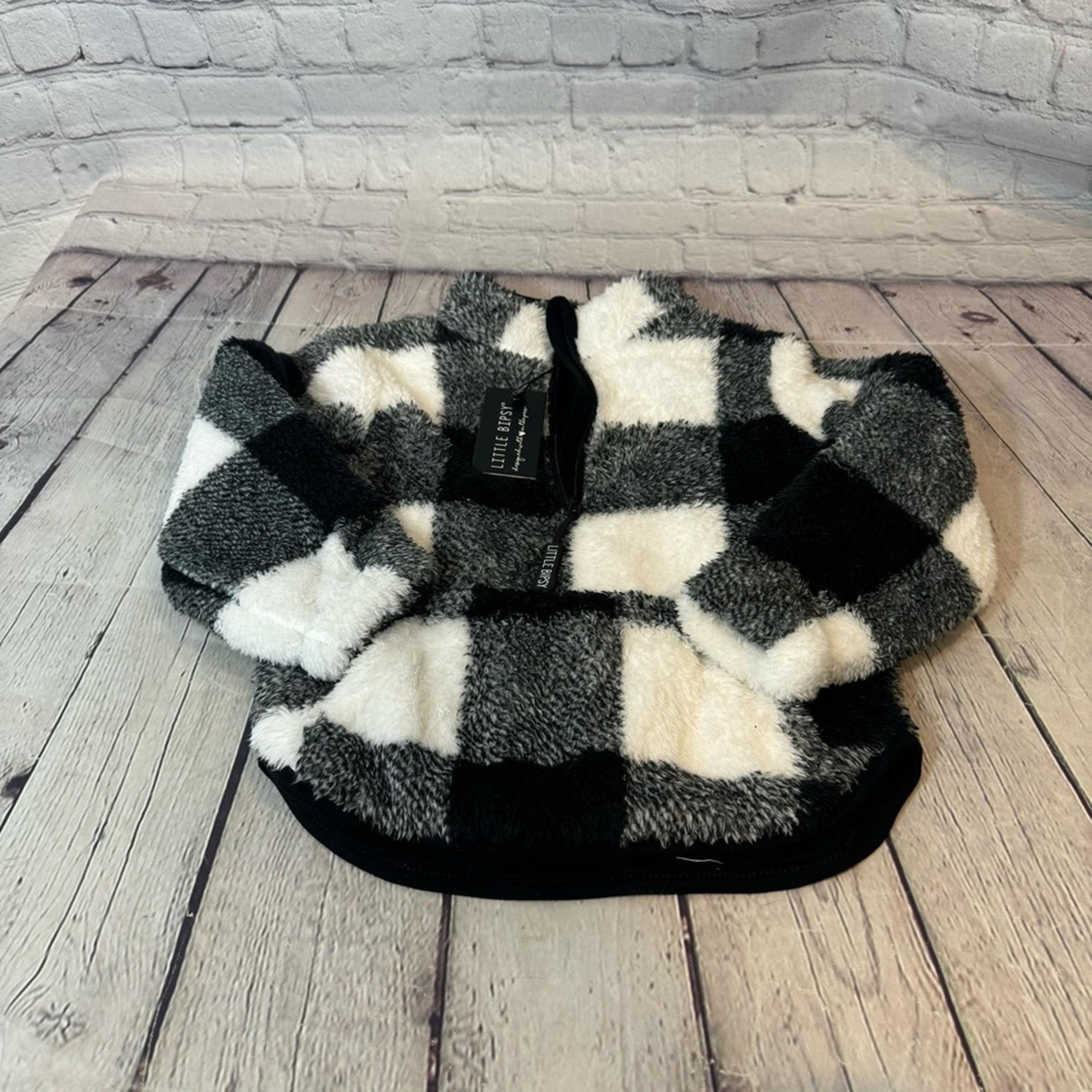 Little Bipsy Black and White Half Zip Pullover
