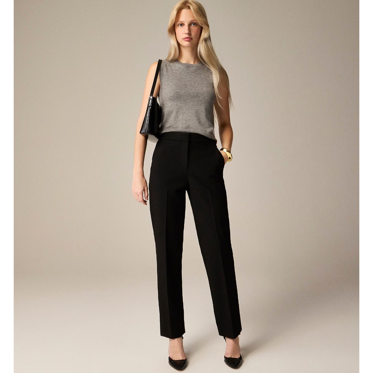 J.Crew Curvy Kate Straight Leg Pant Four Season Stretch Black Classic US 00 NWT