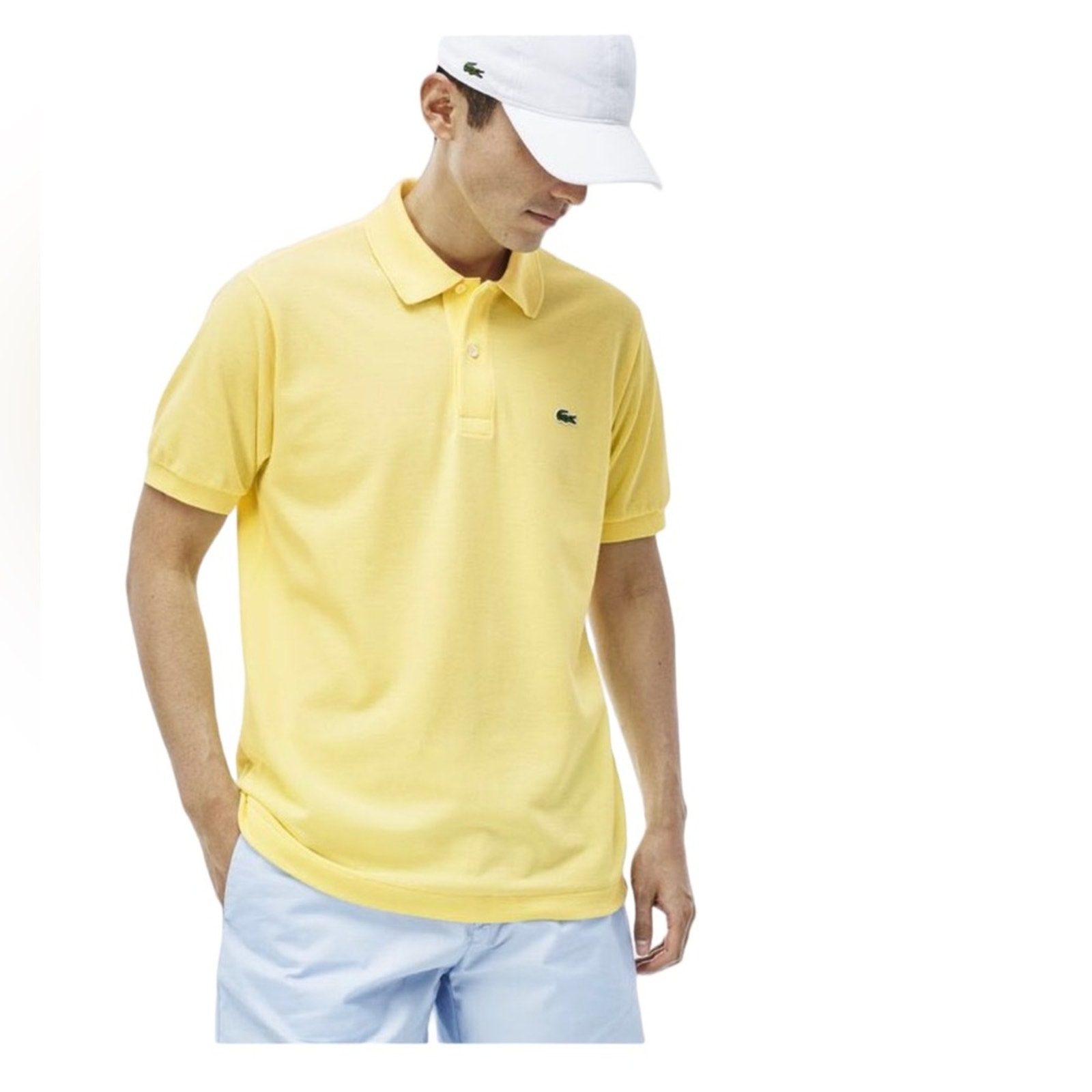 Lacoste Yellow Polo Shirt Top made in France Preppy Style Plus Size Cotton 4XL