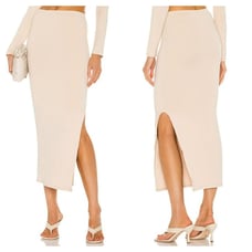 RE ONA Side Split Skirt - Ivory