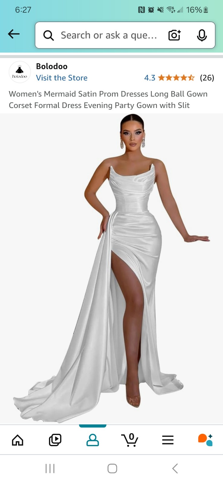 Mermaid style satin evening gown