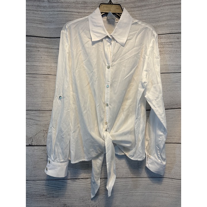 Finley White Button Down Tie Front Size XL