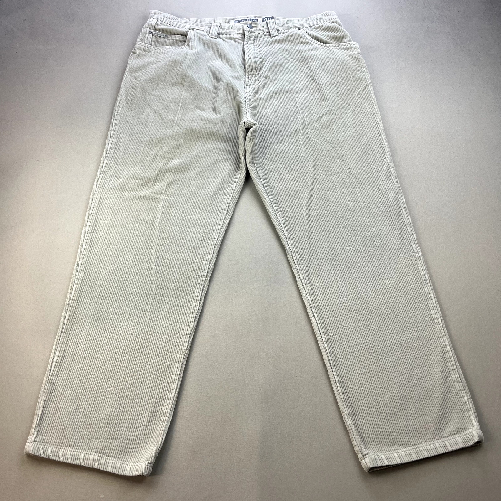 Vintage Quiksilver Pants Mens 40 Cream Beige Corduroy Chino Baggy Fit Skater 90s