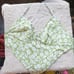 Floral Green White Y2K Bandana V Neck Womens Halter Tie Tank Top Size Small