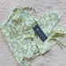 Floral Green White Y2K Bandana V Neck Womens Halter Tie Tank Top Size Small