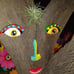 Tree Faces Decor Outdoor, Cute Tree Decorations Outdoor Faces Colorful Outdoor