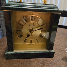Bulova green marble mantle clock