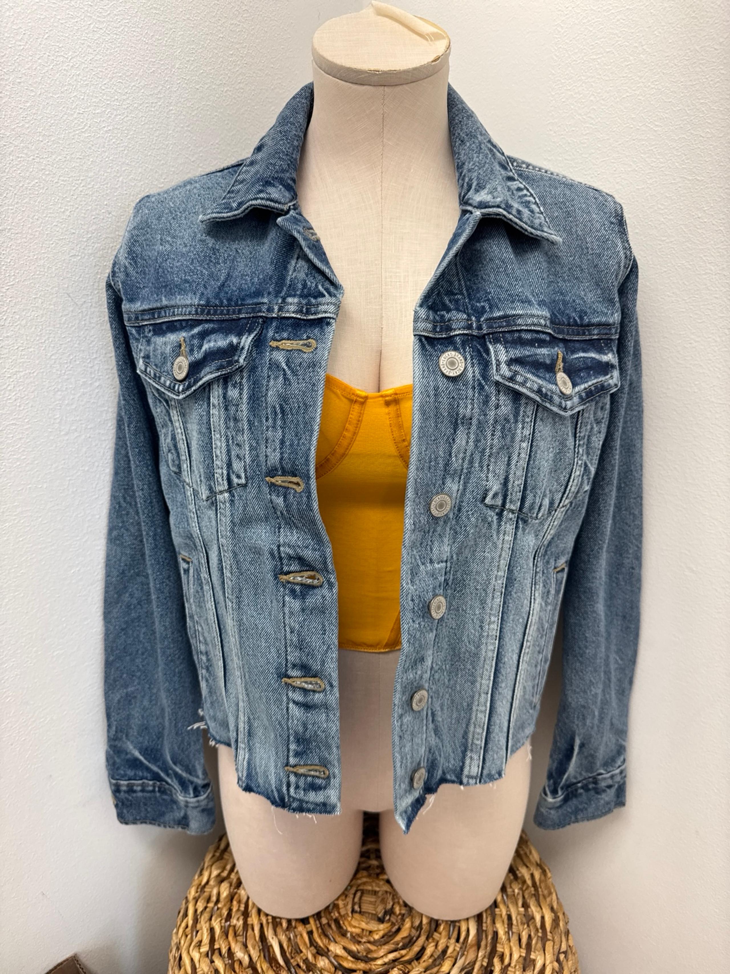 Lucky Brand Denim Jean Jacket S Raw Hem