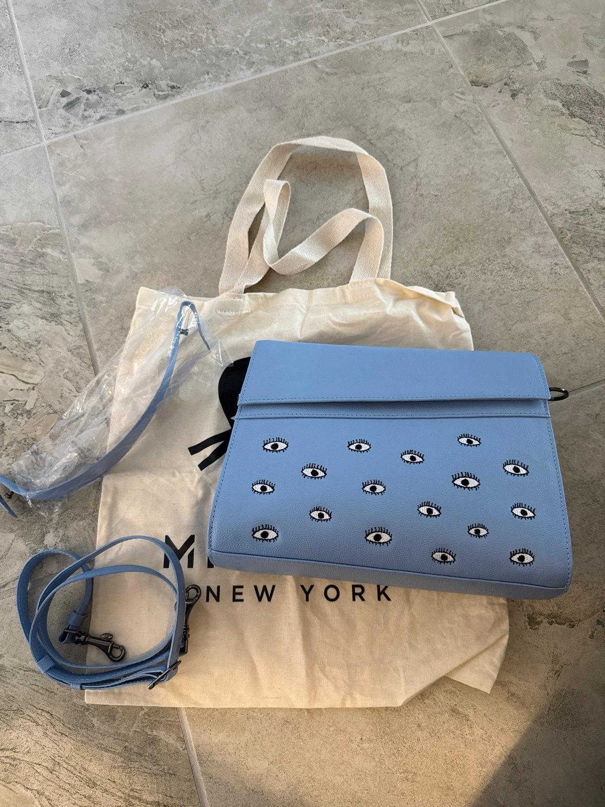 Min and Mon Anastasio Blue medium crossbody bag