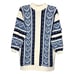 Vintage Heart Knit Striped Mock Neck Sweater Large