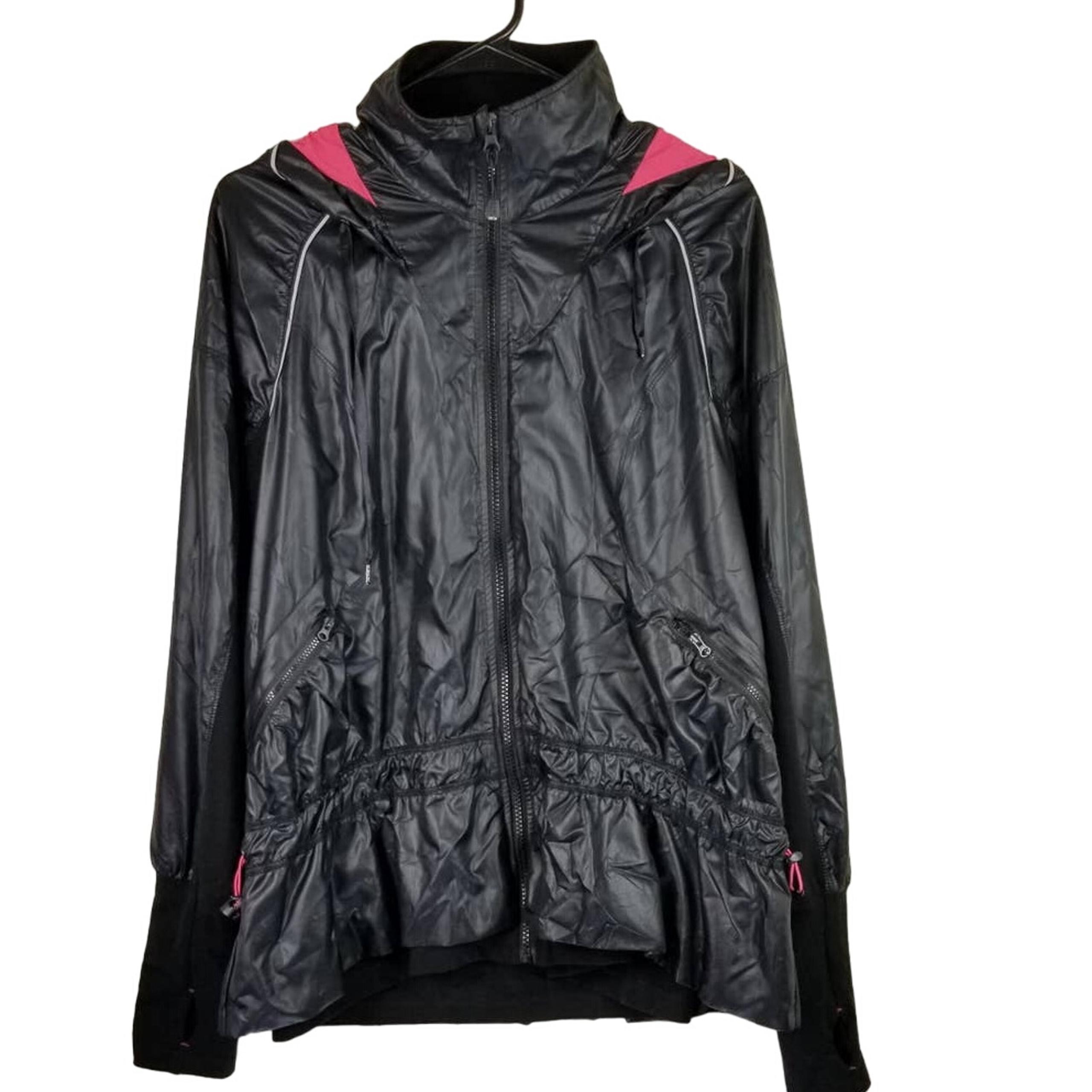 Zella Womens Athletic Hiking Camping Windbreaker Thumb Hole Hooded Jacket M