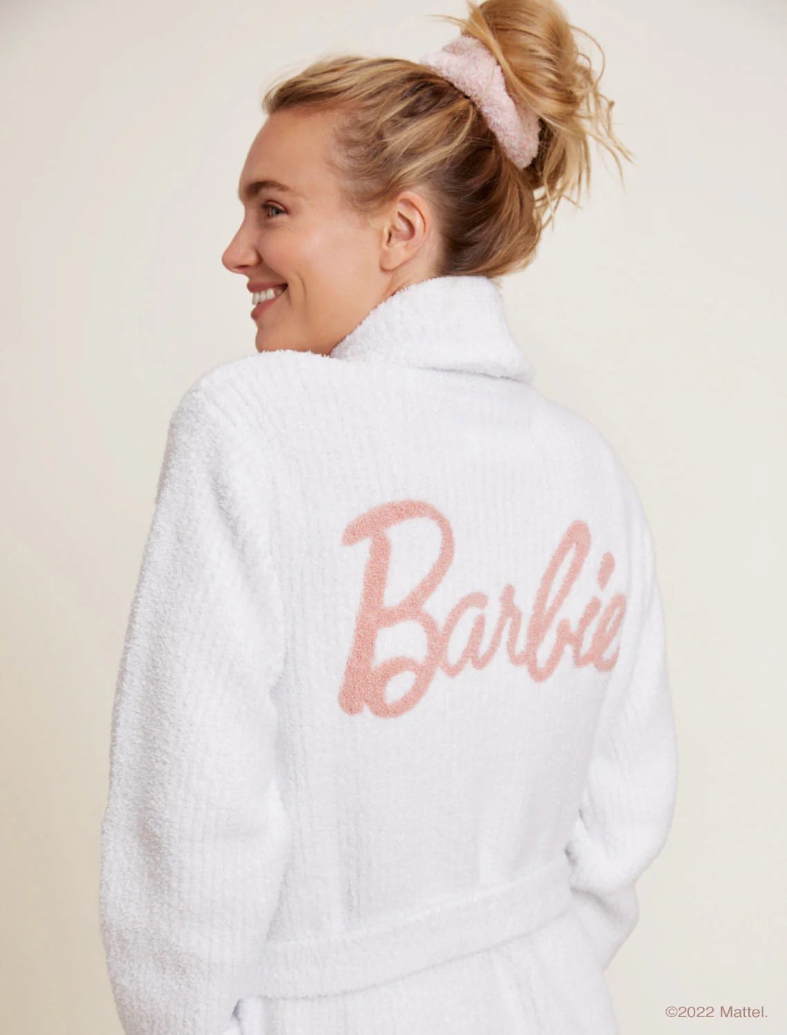 NWT Barefoot Dreams Women CozyChic Ribbed Barbie Belted Logo Robe M White