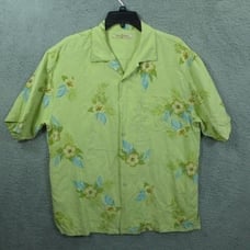 Tommy Bahama All Over Print floral Hawaiian Short Sleeve Silk Shirt Mens Size M