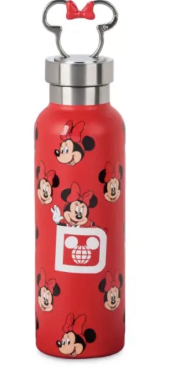 Disney Parks Minnie Mouse Stainless Steel Water Bottle With Clip Bnwt