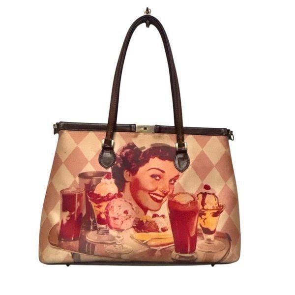 ISABELLA FIORE WHATS THE SCOOP 50's DINER ICE CREAM BEADED SEQUINED HANDBAG