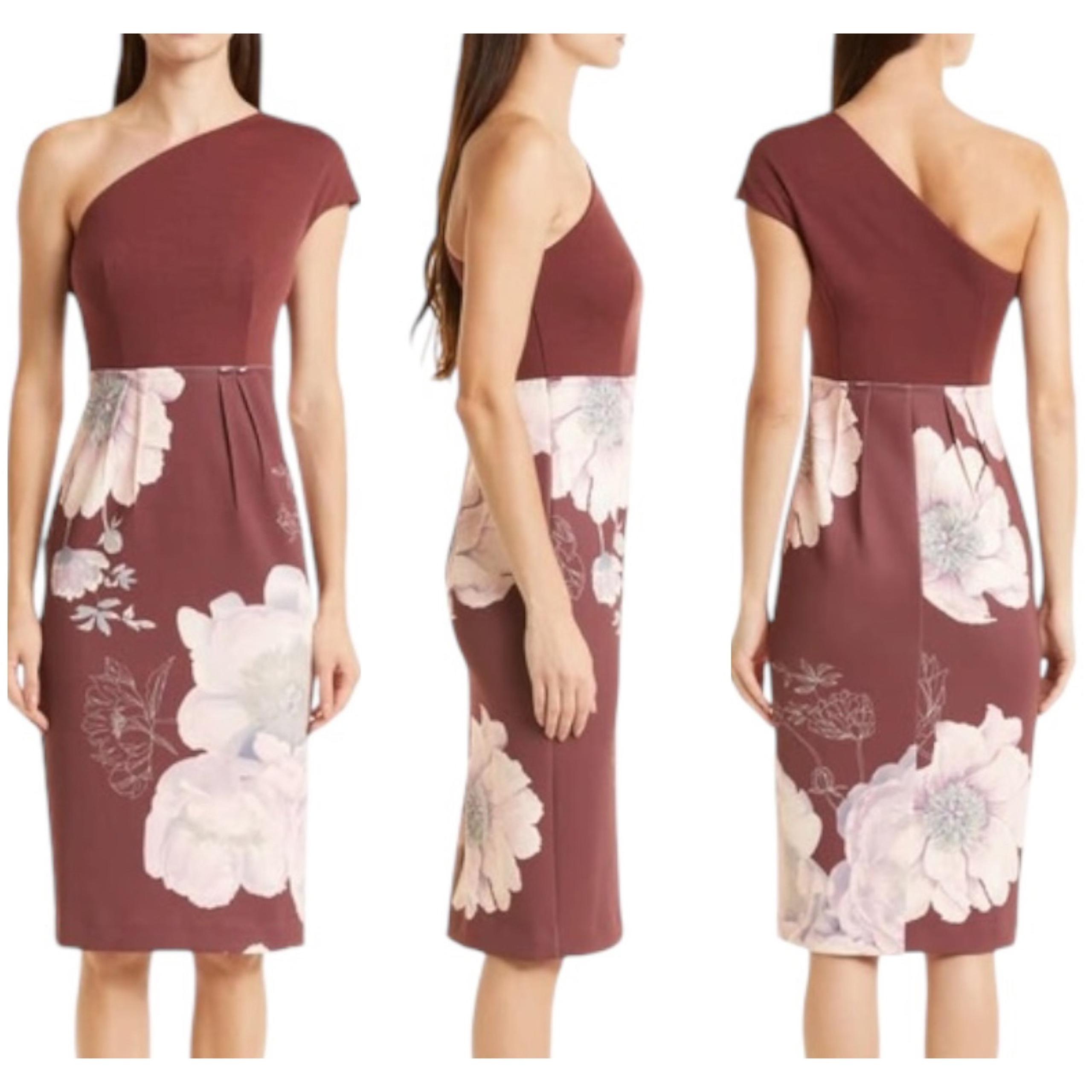 Ted Baker NWT Nimala Symmetric One Shoulder Stretch-woven Mini Dress Size 1 US 2