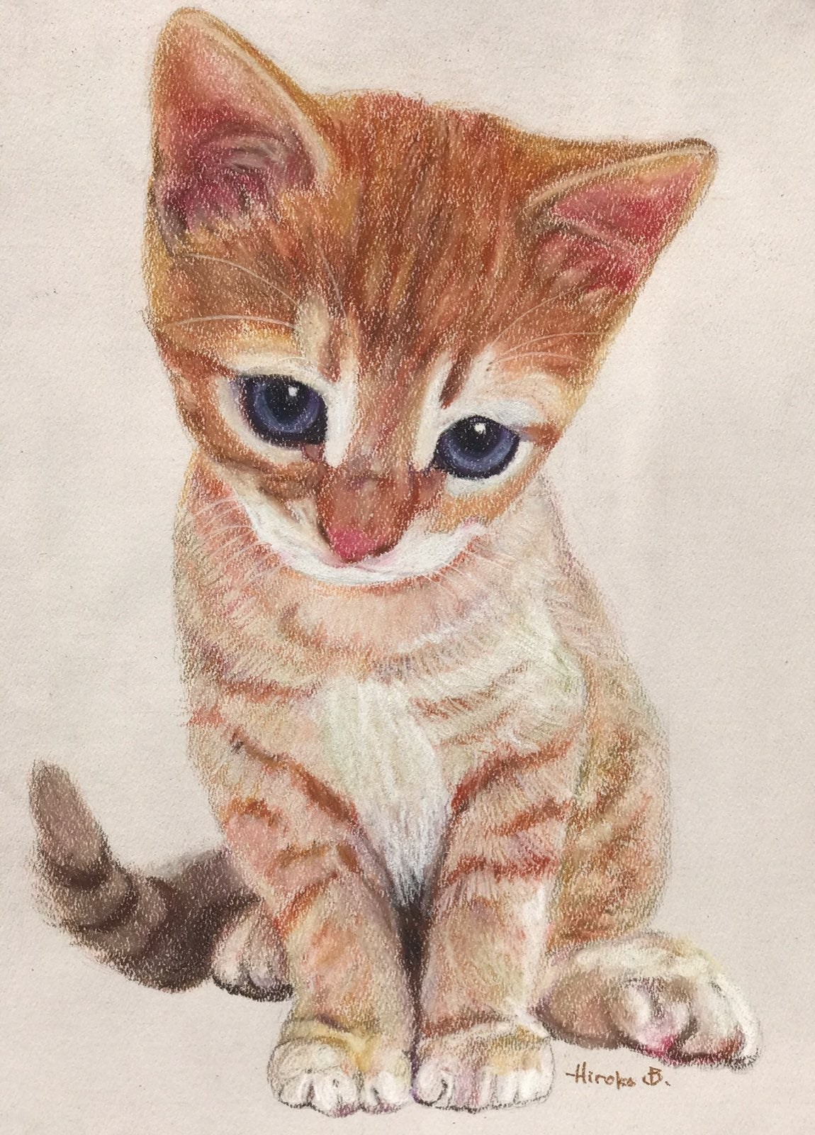 Original pastel drawing of a kitten