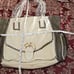 NWT Sondra Roberts Cream/Olive Vegan Leather and Canvas Stitch Bag