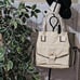 NWT Sondra Roberts Cream/Olive Vegan Leather and Canvas Stitch Bag