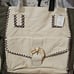 NWT Sondra Roberts Cream/Olive Vegan Leather and Canvas Stitch Bag