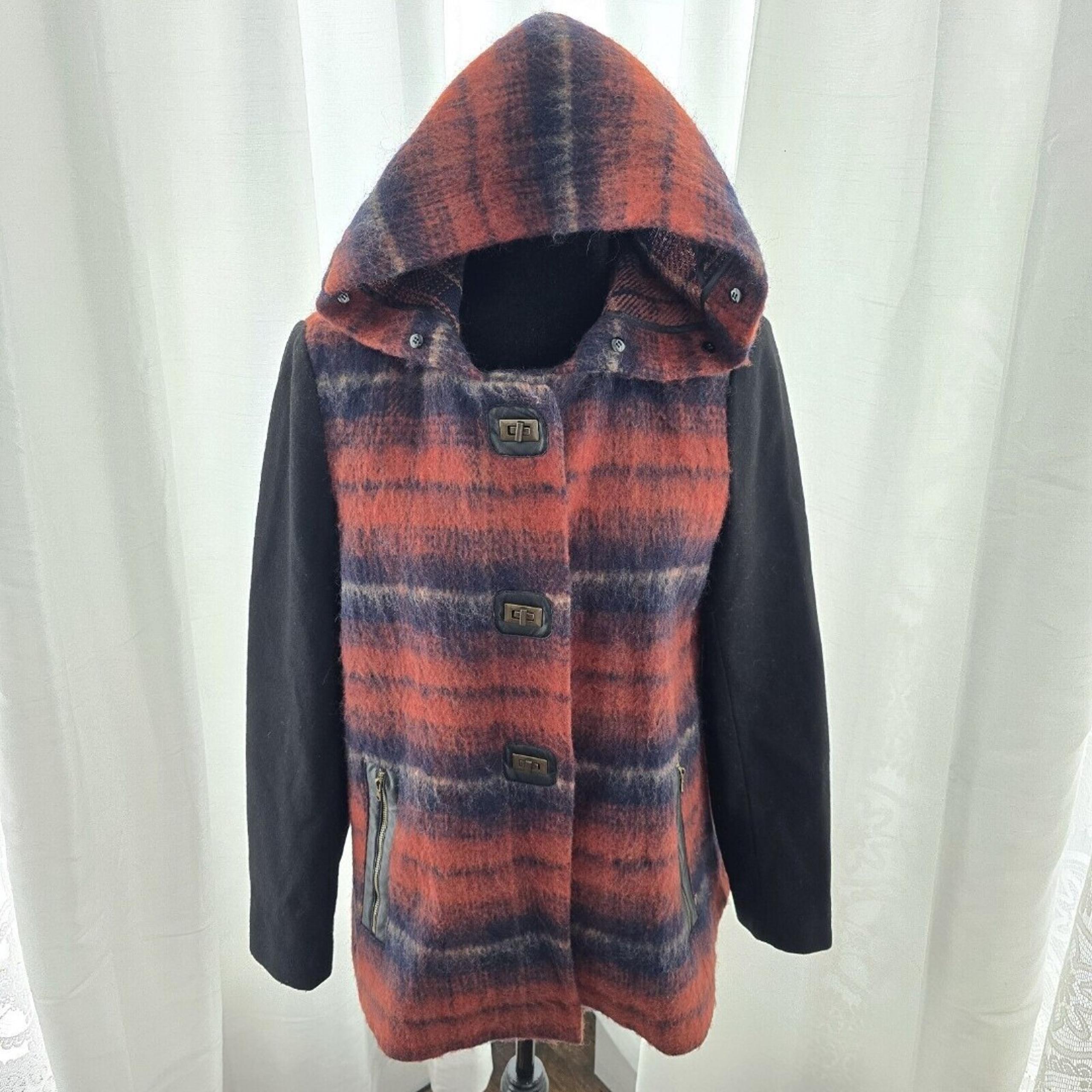 Anthropologie Elevenses Berwick Swing Coat Medium Women Wool Blend Hooded Jacket