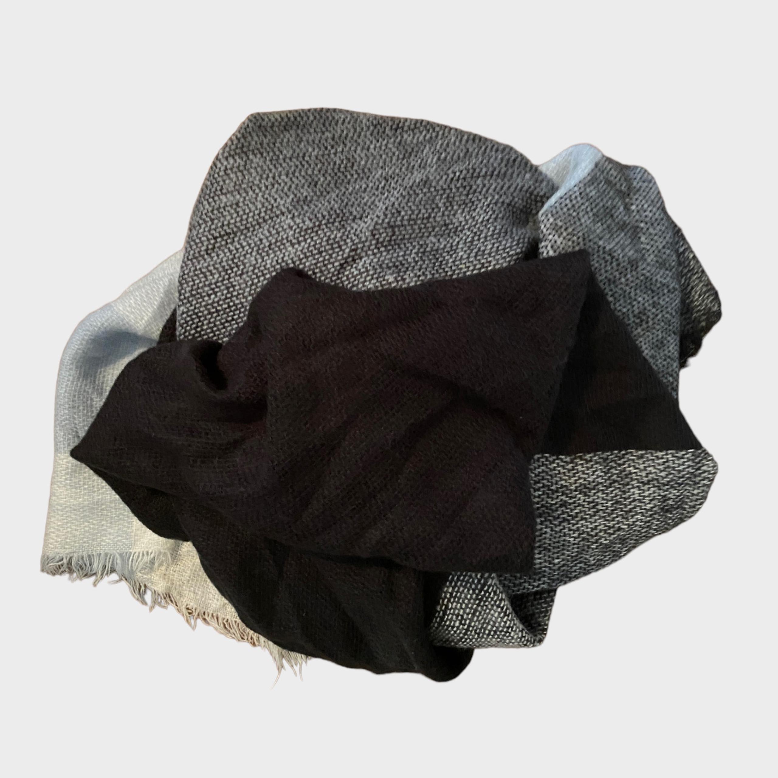 Square Soft Blanket Scarf Black Gray Blue White 52" x 52"