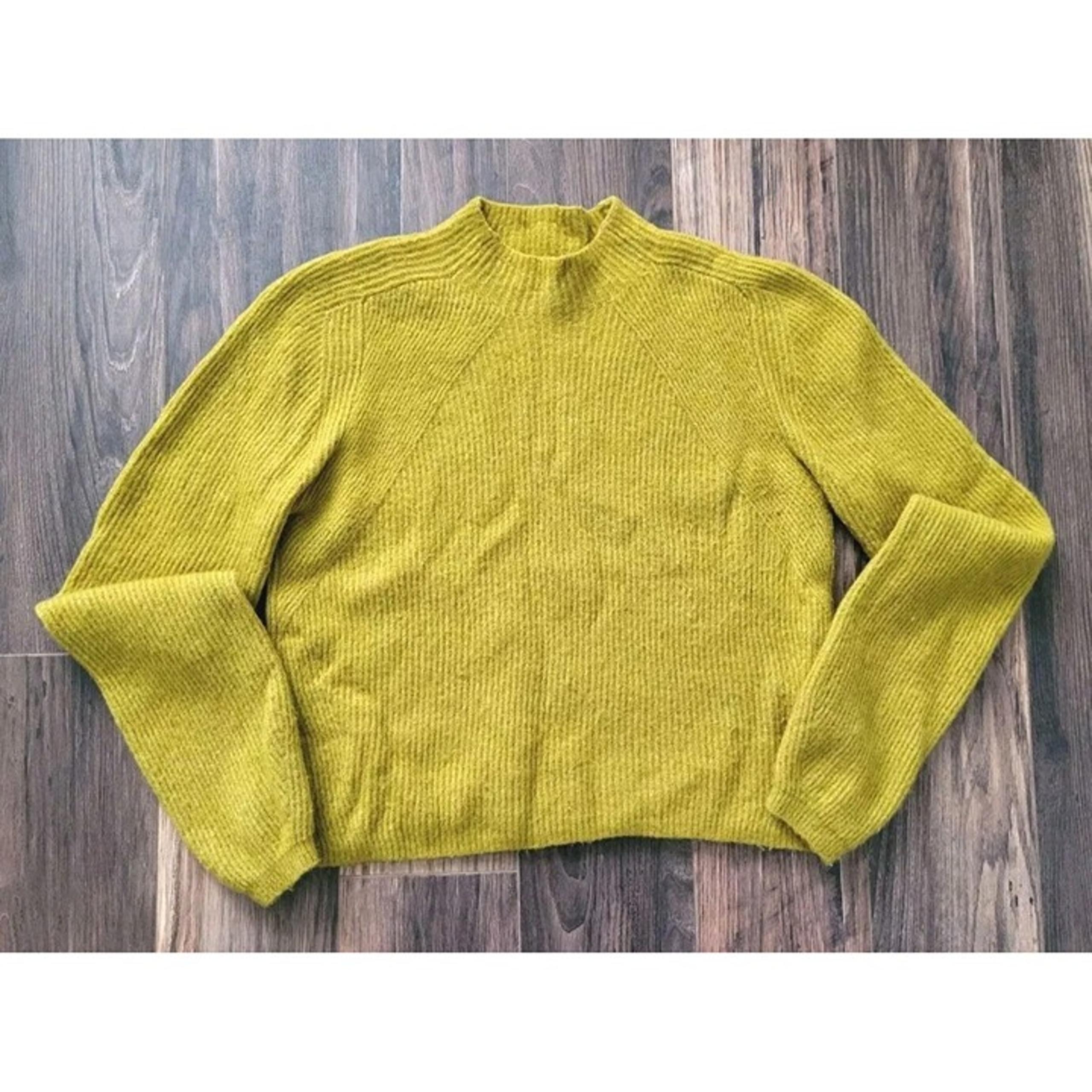 Banana Republic Mustard Wool Blend Mock Neck Crop Sweater Sz S