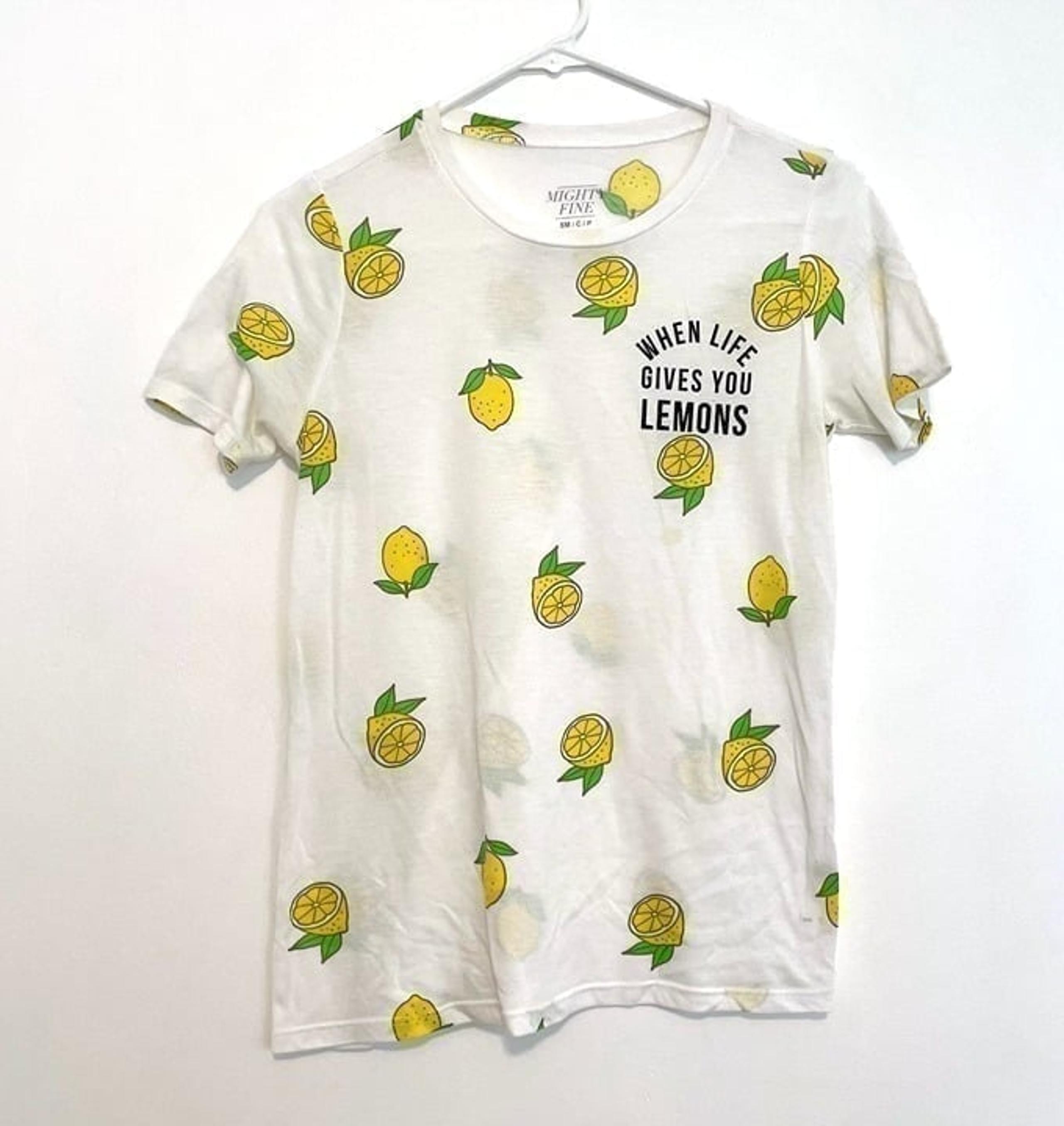 MIGHTY FINE When Life Gives You Lemons White Fruit Graphic Short Sleeve T-Shirt
