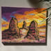 Acrylic textured painting Southwestern Desert, Mountains and Sunset decor