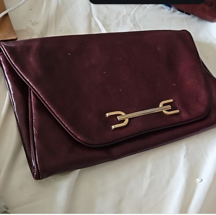 Burgundy leather Foldover vtg expandable unisex by Buckskin and Lace