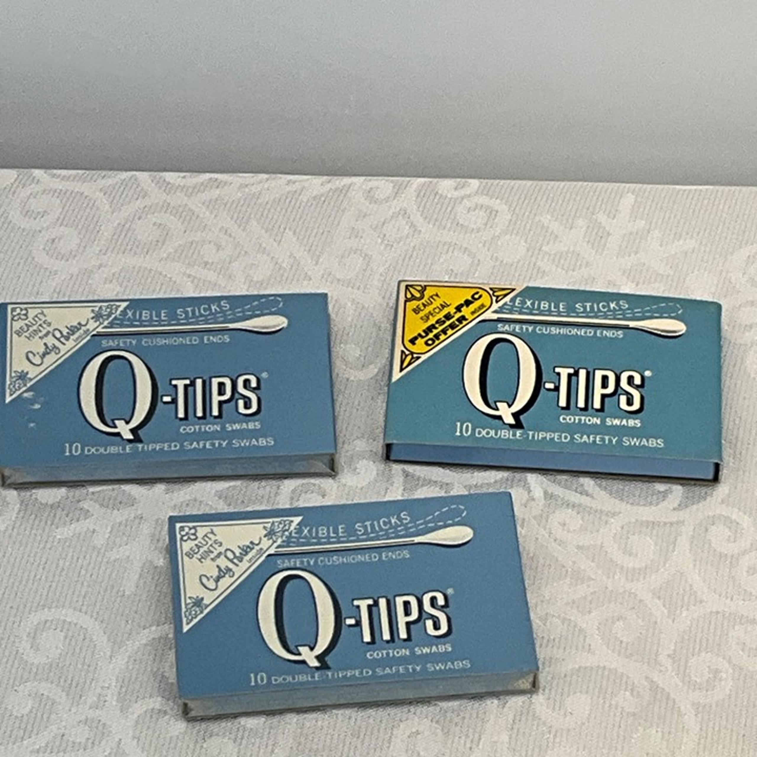 Vintage Q-Tips Cotton Swabs Flexible Sticks Boxed 10 Double-Tipped Safety Swabs