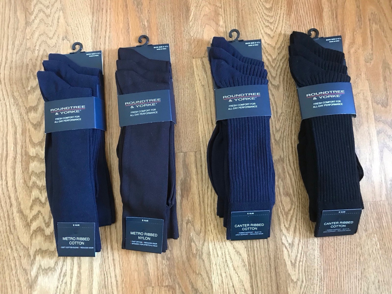 Four 3 Pack Men’s Roundtree & York Dress Socks - Size 6 - 12 1/2 - NWT