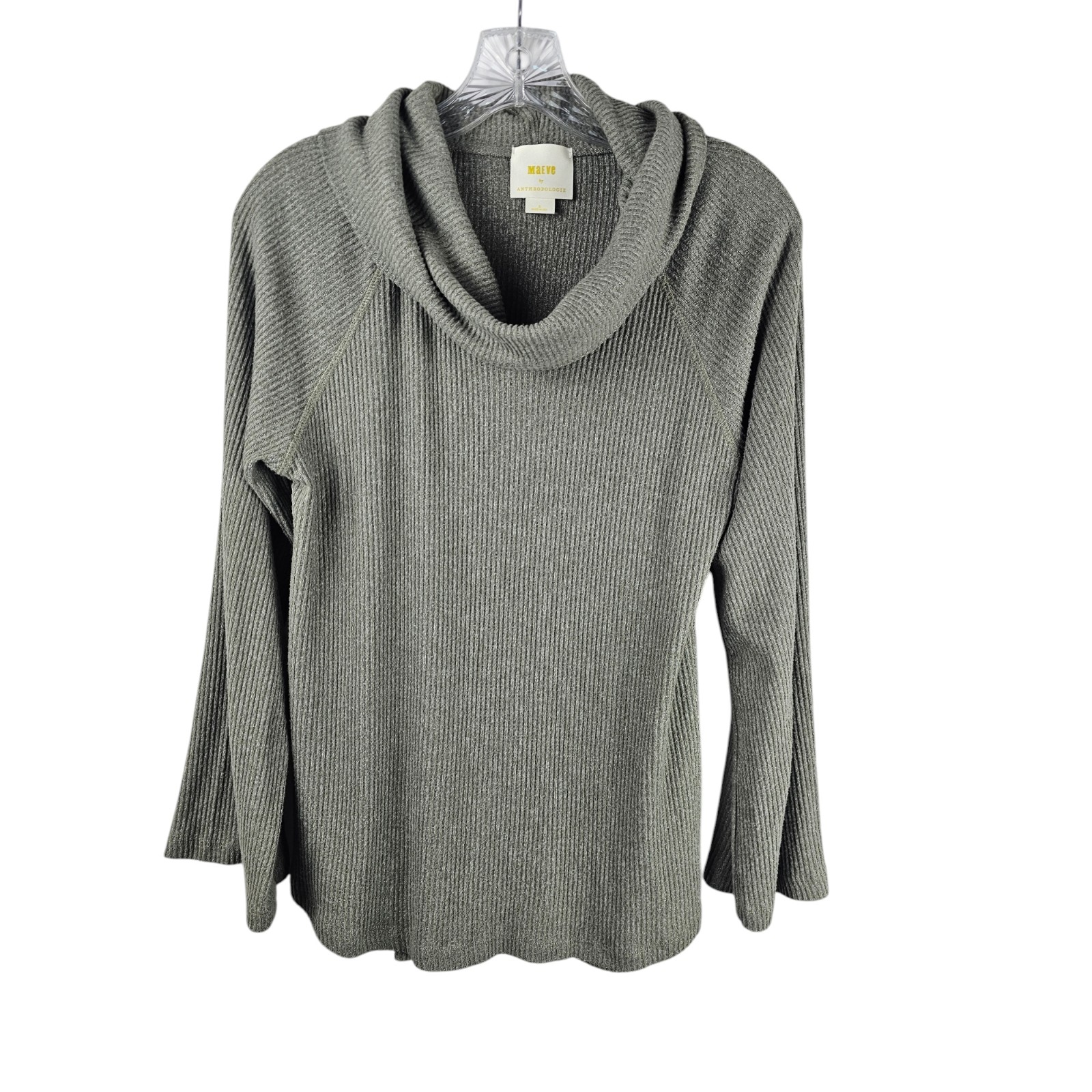 Maeve Anthropologie Olive Green Ribbed Cowl Neck Pullover Top Women's Sm